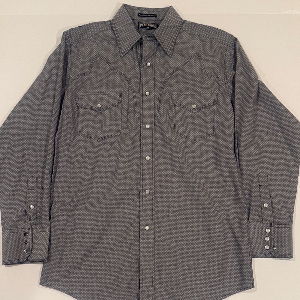 Panhandle Slim Embroidered Charcoal Button Down Shirt Size M